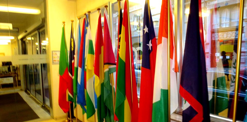 The Samoan flag among some of the other Commonwealth nations.