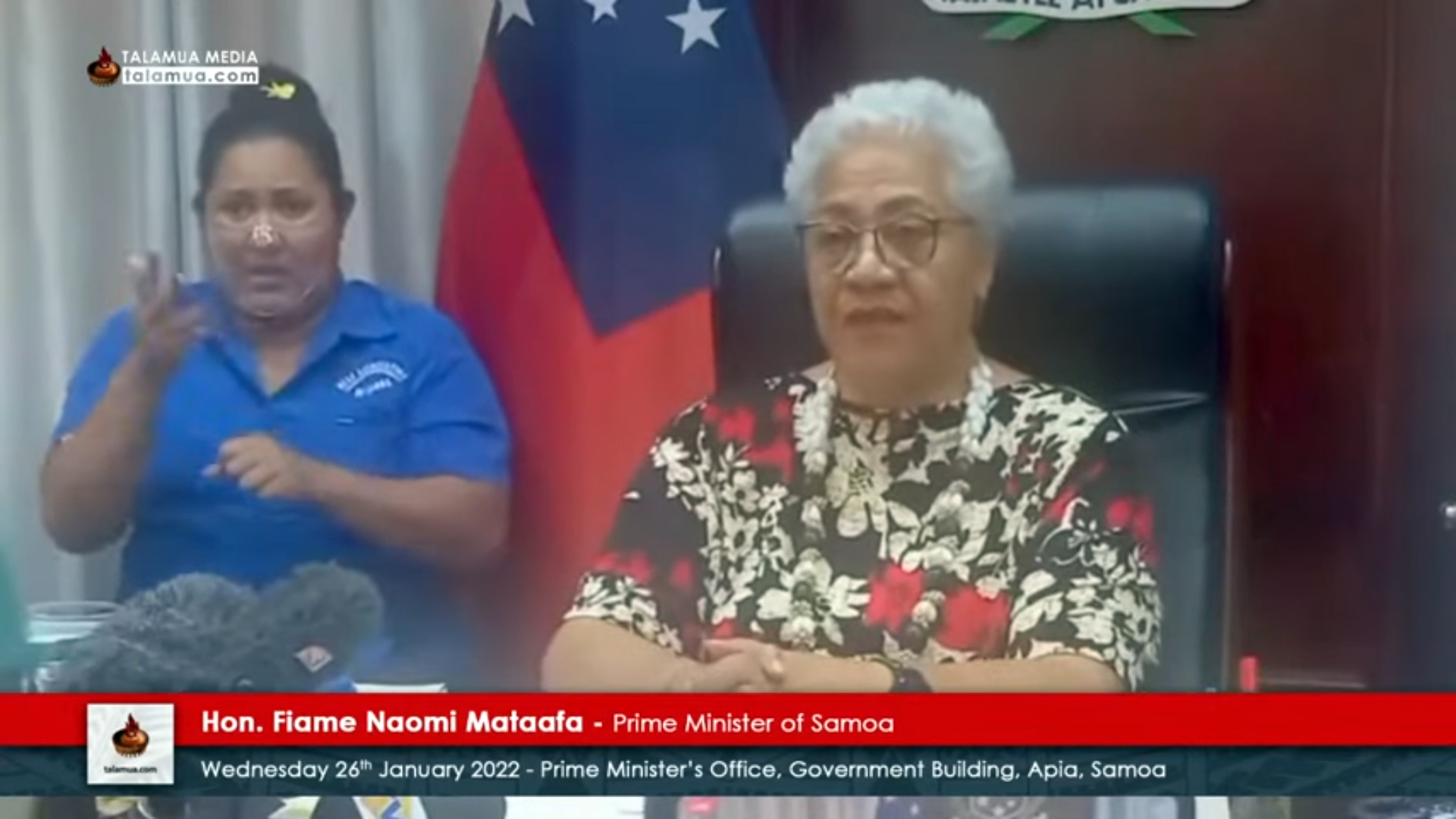 Prime Minister Fiamē Naomi Mata’afa announcing the lockdown extension at 6:00 this evening.