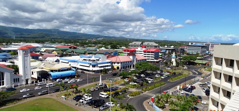 Looking towards the Apia business centre from the Government Building.