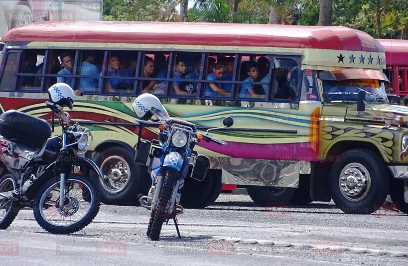 Bus students at depot