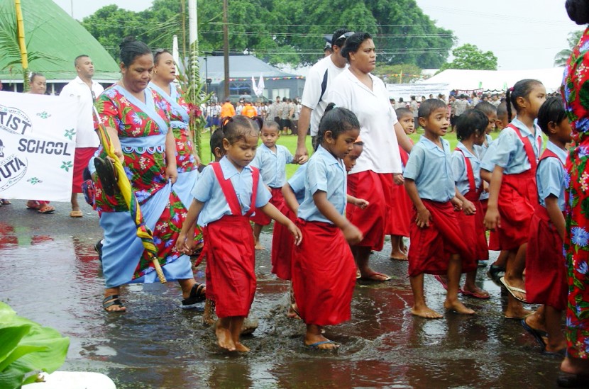 school children marching