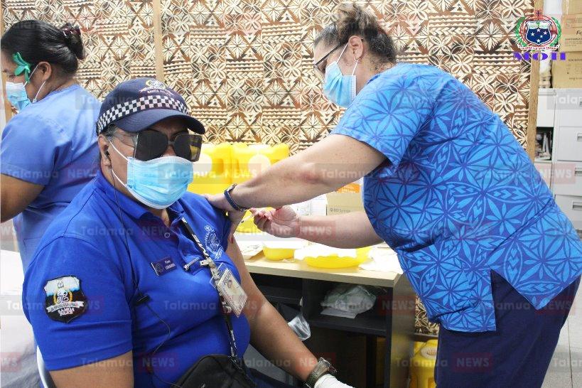Female Police officer vaccinated