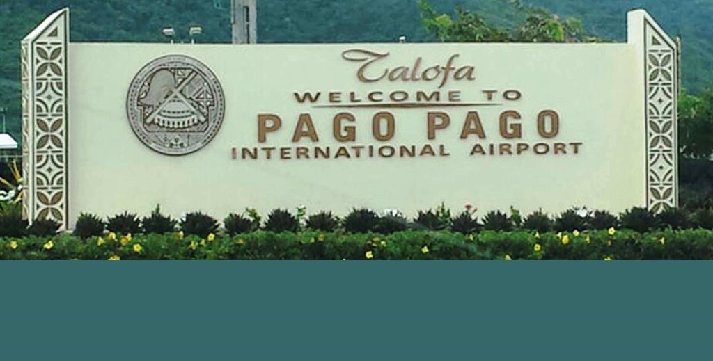 Pago International Airport sign