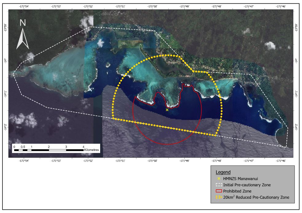 HMNZS Manawanui initial precautionary zone