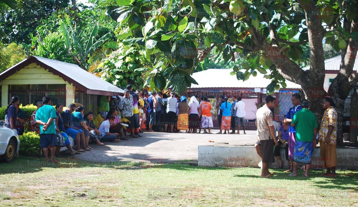 Voters lining up at booth
