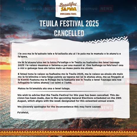 Teuila Cancelled