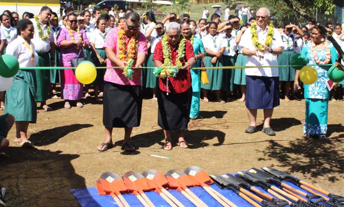 Avele college students at launch of School Garden project with FAO MEC MAF MOH
