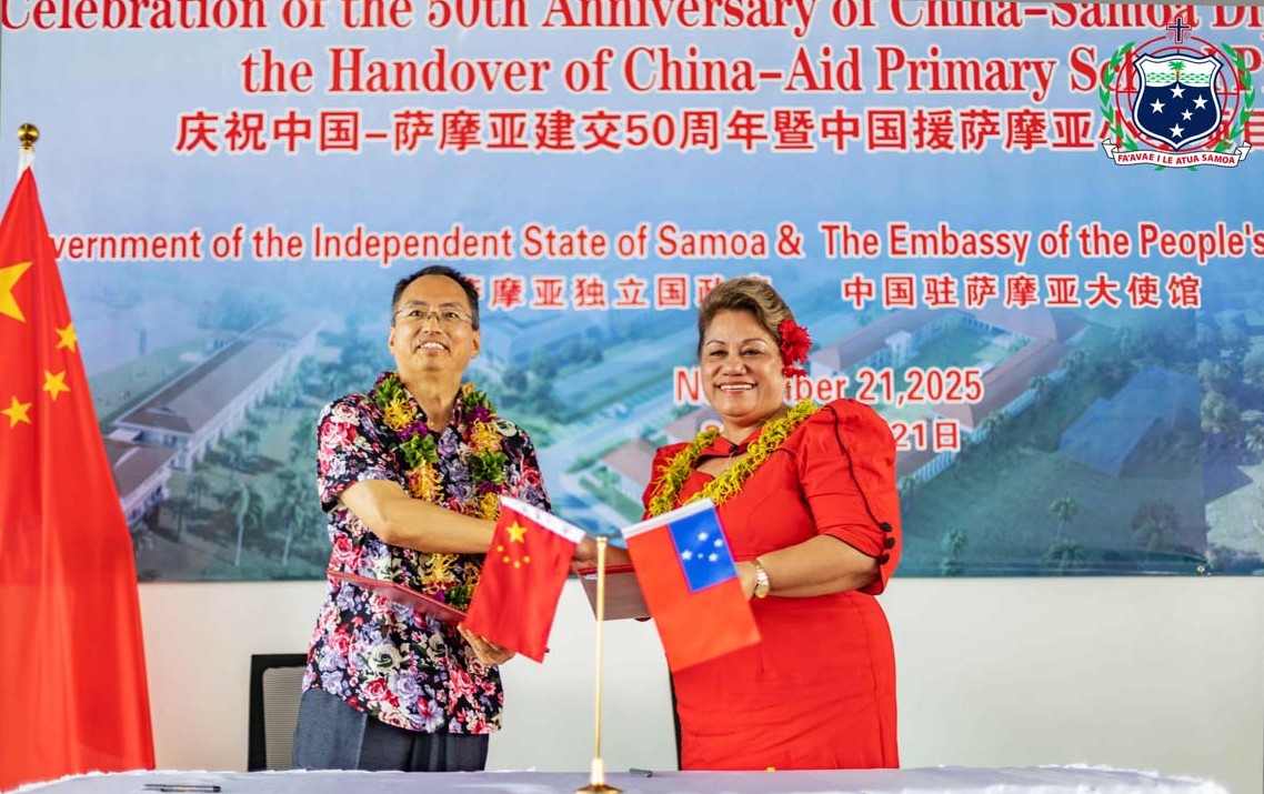 China Samoa handshake