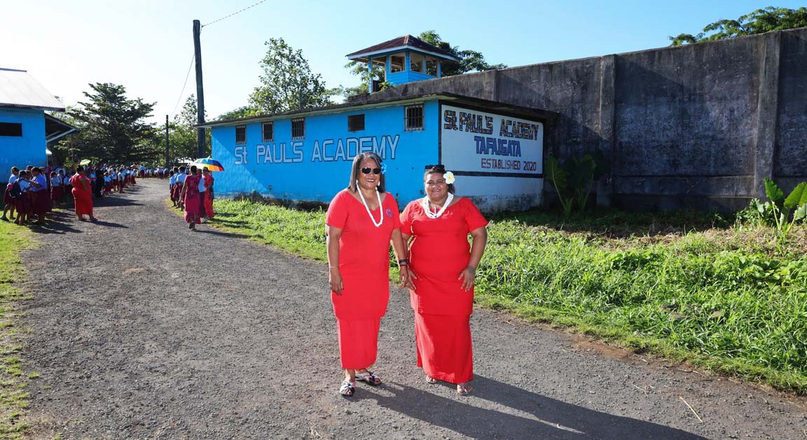 St Pauls Academy teachers infront of old prison wall