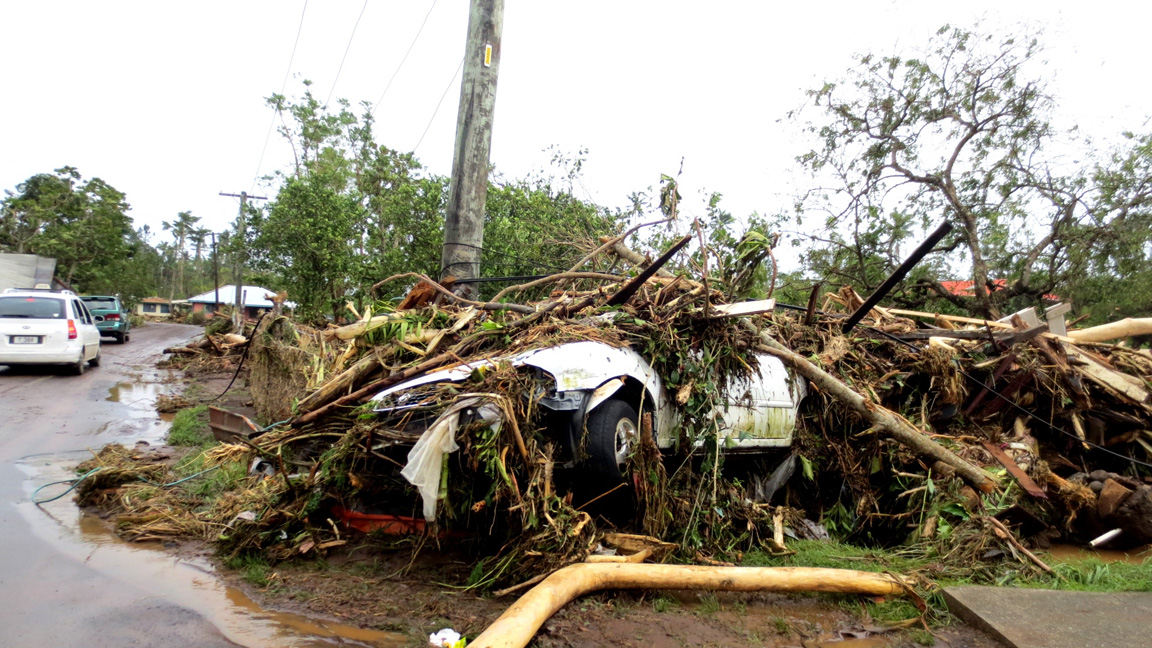 debris in damaged car