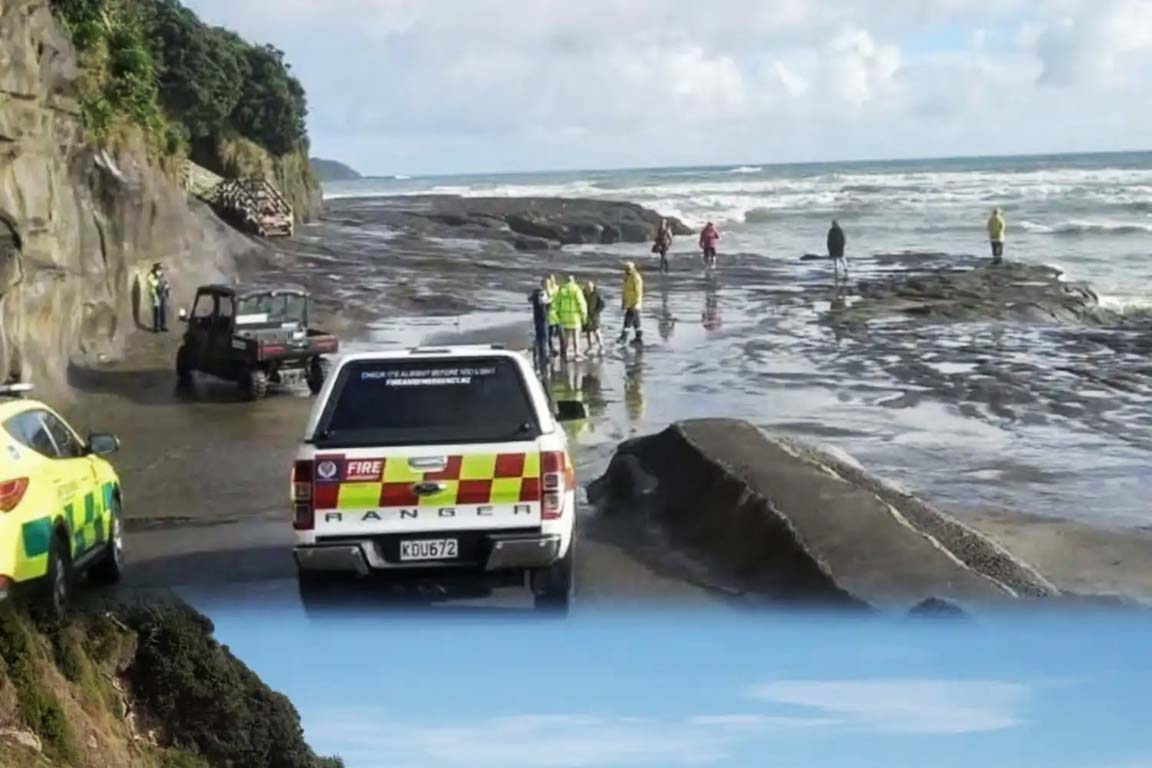 Police at Muriwai Beach