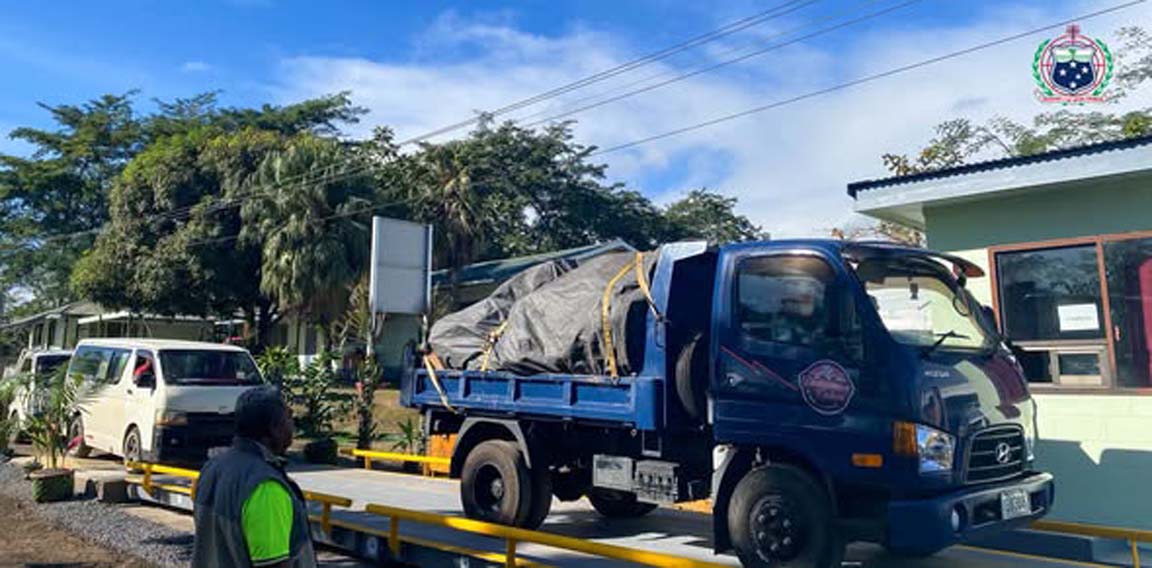 Truck on weighbridge