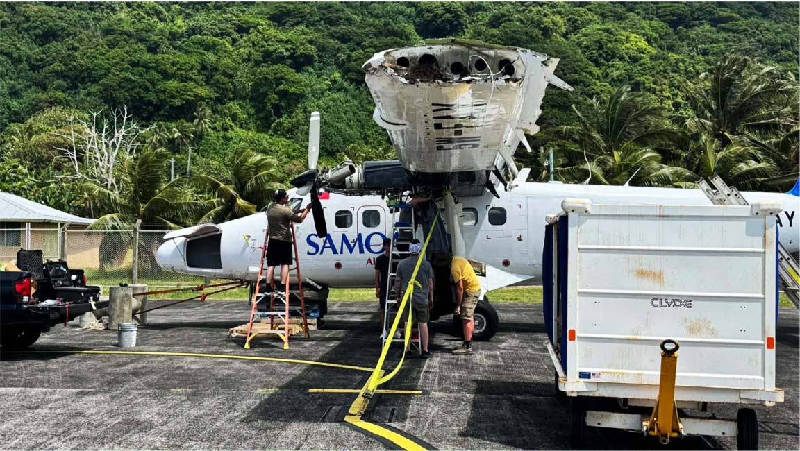 Samoa Airways aircraft damaged wing
